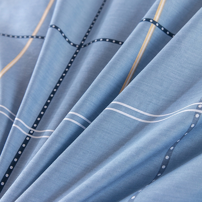 91家纺网 家纺一手货源 找家纺  提供买家秀爆款花型不断货）2025新款全棉AB版13372学生宿舍印花三件套双面纯棉床单款上下铺单人 菲扬-蓝