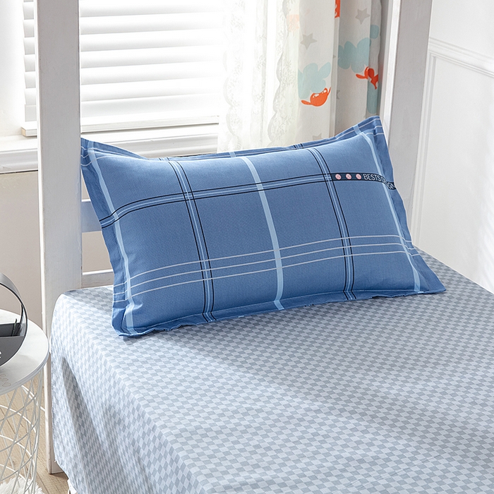 91家纺网 家纺一手货源 找家纺  提供买家秀爆款花型不断货）2025新款全棉AB版13372学生宿舍印花三件套双面纯棉床单款上下铺单人 霍尔顿-蓝