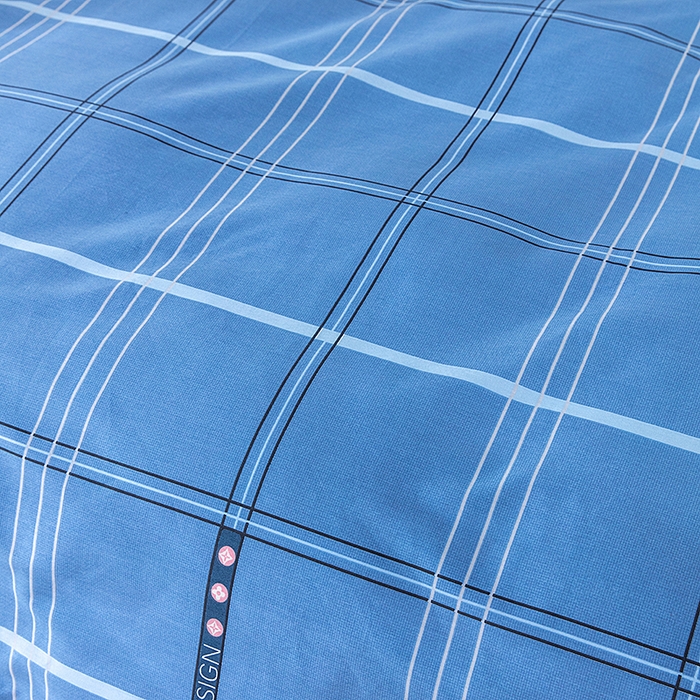 91家纺网 家纺一手货源 找家纺  提供买家秀爆款花型不断货）2025新款全棉AB版13372学生宿舍印花三件套双面纯棉床单款上下铺单人 霍尔顿-蓝