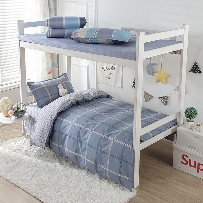 91家纺网 家纺一手货源 找家纺  提供买家秀爆款花型不断货）2025新款全棉AB版13372学生宿舍印花三件套双面纯棉床单款上下铺单人 罗纳-灰