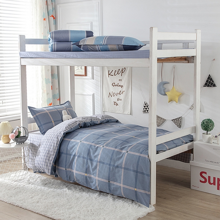 91家纺网 家纺一手货源 找家纺  提供买家秀爆款花型不断货）2025新款全棉AB版13372学生宿舍印花三件套双面纯棉床单款上下铺单人 罗纳-灰