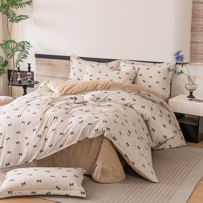 91家纺网 家纺一手货源 找家纺 （总）巧格家纺 2025爆款超柔云朵棉双层纱四件套不起球不掉色床裙款