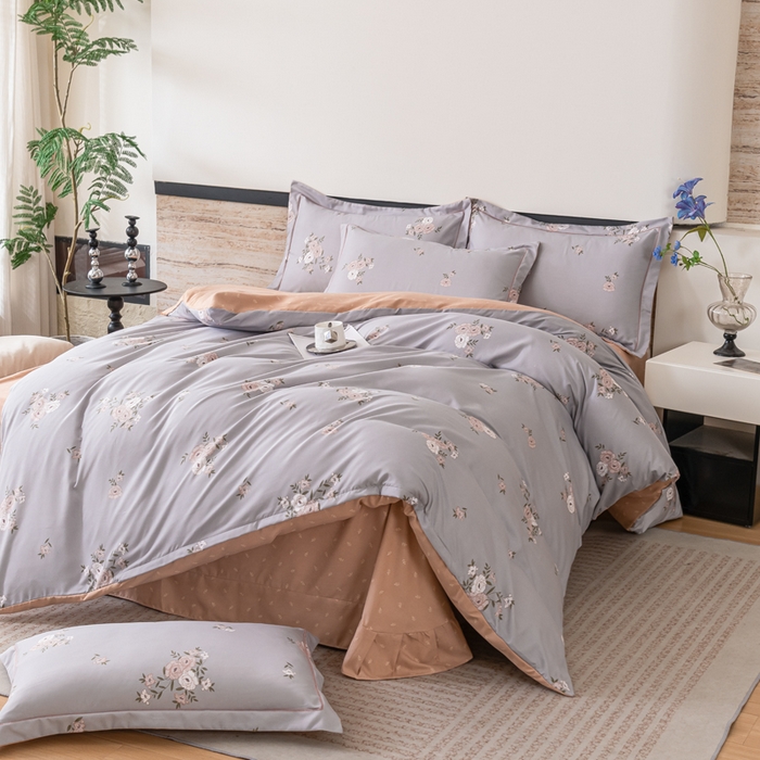 91家纺网 家纺一手货源 找家纺 （总）巧格家纺 2025爆款超柔云朵棉双层纱四件套不起球不掉色床裙款