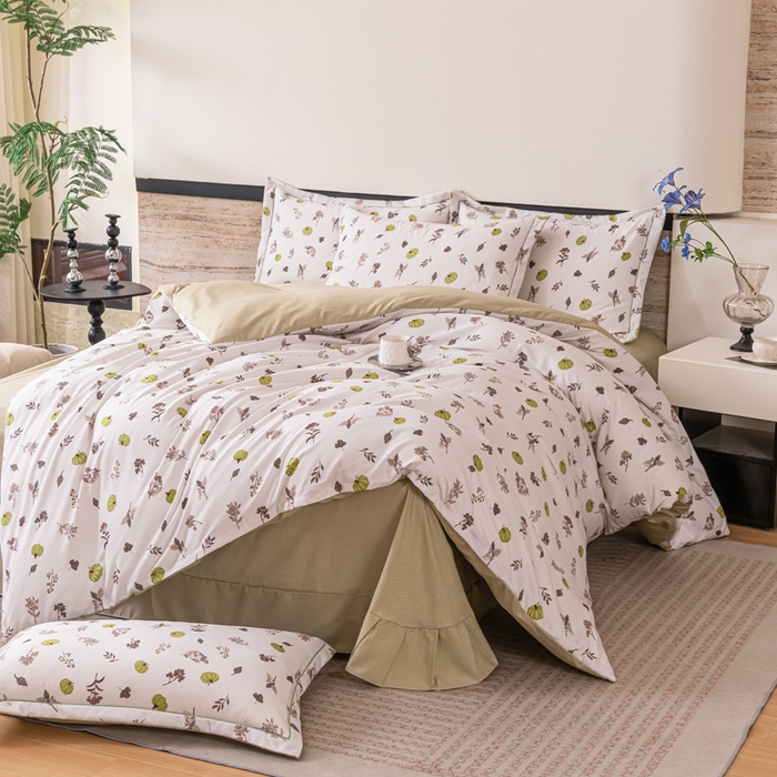 91家纺网 家纺一手货源 找家纺 （总）巧格家纺 2025爆款超柔云朵棉双层纱四件套不起球不掉色床裙款