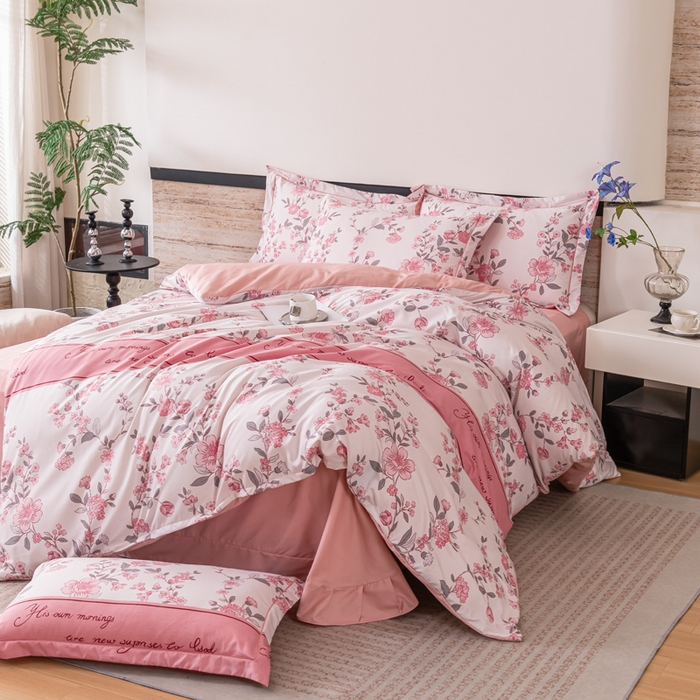 91家纺网 家纺一手货源 找家纺 （总）巧格家纺 2025爆款超柔云朵棉双层纱四件套不起球不掉色床裙款