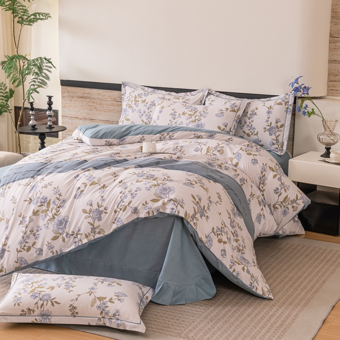 91家纺网 家纺一手货源 找家纺 （总）巧格家纺 2025爆款超柔云朵棉双层纱四件套不起球不掉色床裙款