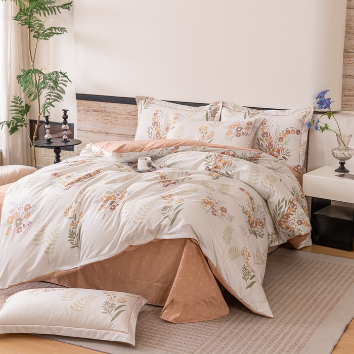 91家纺网 家纺一手货源 找家纺 （总）巧格家纺 2025爆款超柔云朵棉双层纱四件套不起球不掉色床裙款