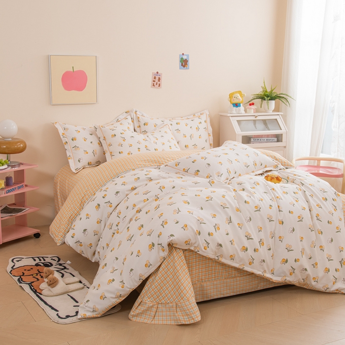 91家纺网 家纺一手货源 找家纺 （总）巧格家纺 2025爆款超柔云朵棉双层纱四件套不起球不掉色床裙款