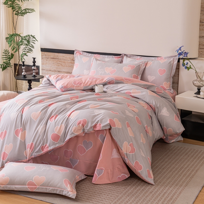 91家纺网 家纺一手货源 找家纺 （总）巧格家纺 2025爆款超柔云朵棉双层纱四件套不起球不掉色床裙款