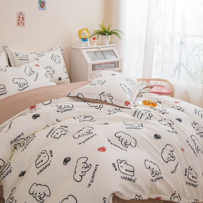 91家纺网 家纺一手货源 找家纺 （总）巧格家纺 2025爆款超柔云朵棉双层纱四件套不起球不掉色床裙款