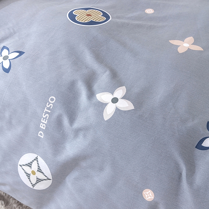 91家纺网 家纺一手货源 找家纺  提供买家秀爆款花型不断货）2025新款全棉AB版13372学生宿舍印花三件套双面纯棉床单款上下铺单人 维乐-灰