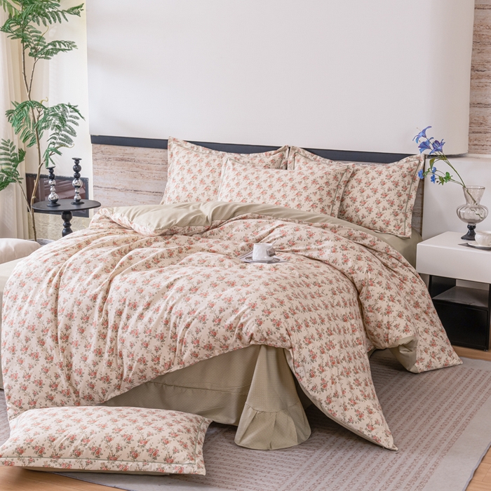 巧格家纺 2025爆款超柔云朵棉双层纱四件套不起球不掉色床裙款 巴黎春天