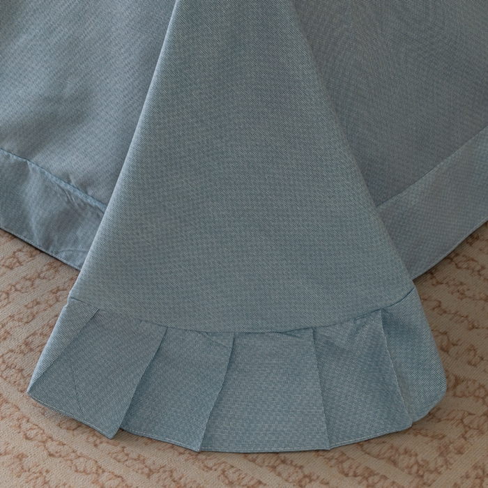 91家纺网 家纺一手货源 找家纺 巧格家纺 2025爆款超柔云朵棉双层纱四件套不起球不掉色床裙款 梦华录-蓝