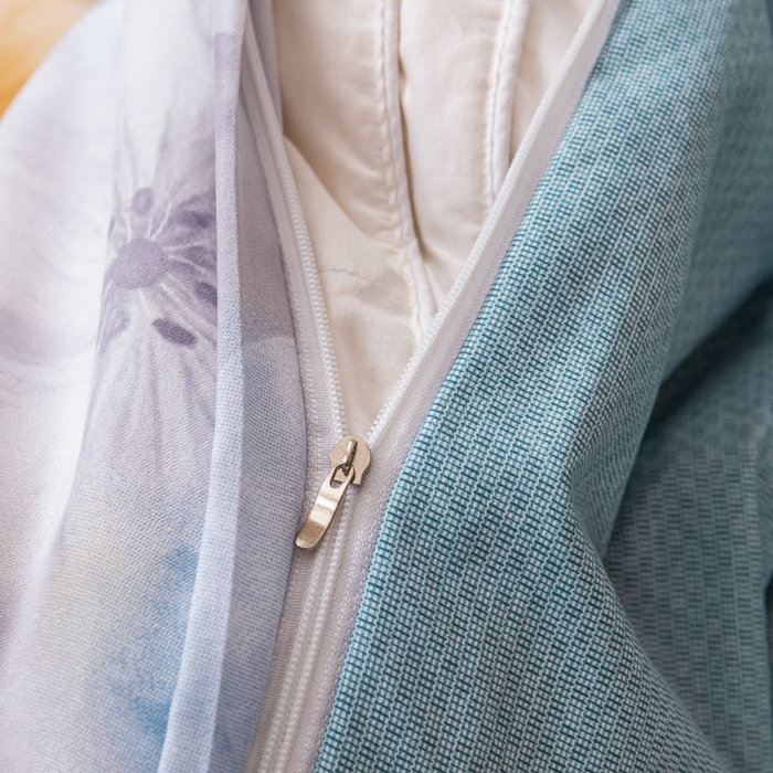 91家纺网 家纺一手货源 找家纺 巧格家纺 2025爆款超柔云朵棉双层纱四件套不起球不掉色床裙款 梦华录-蓝