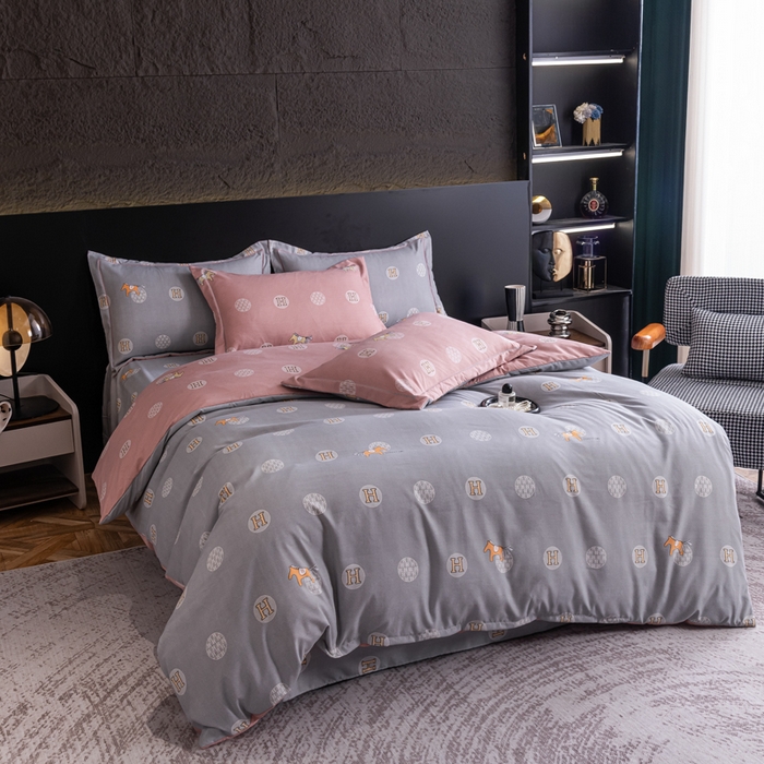 巧格家纺 2025爆款超柔云朵棉双层纱四件套不起球不掉色床裙款 阿尔法-灰