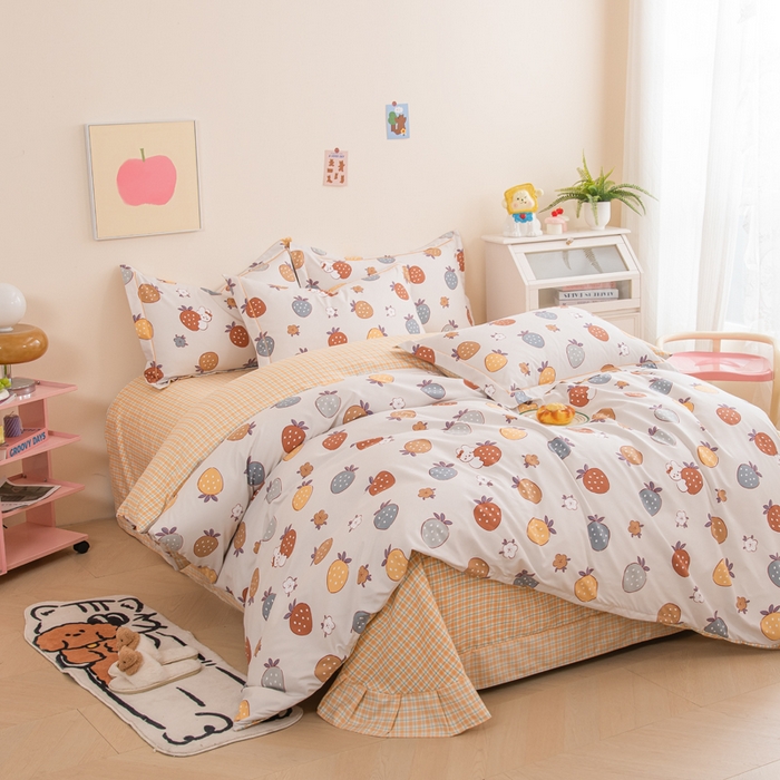 91家纺网 家纺一手货源 找家纺 巧格家纺 2025爆款超柔云朵棉双层纱四件套不起球不掉色床裙款 可可奈-米