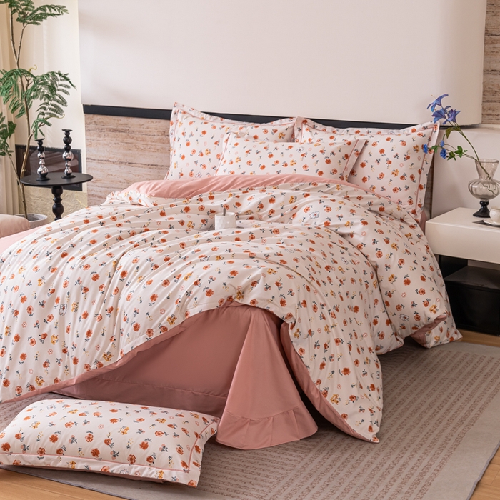 巧格家纺 2025爆款超柔云朵棉双层纱四件套不起球不掉色床裙款 小幸运-米