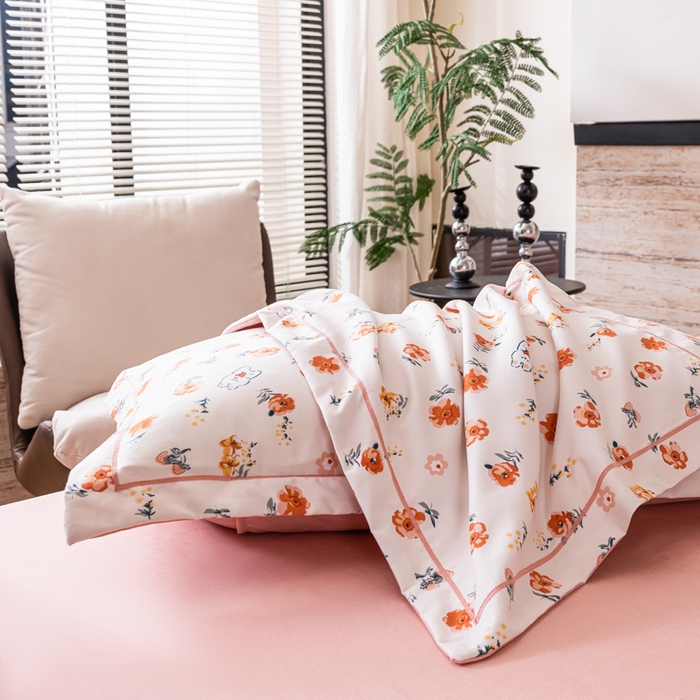 91家纺网 家纺一手货源 找家纺 巧格家纺 2025爆款超柔云朵棉双层纱四件套不起球不掉色床裙款 小幸运-米