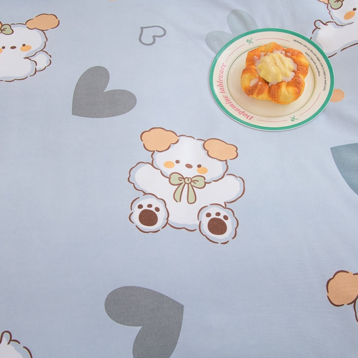 91家纺网 家纺一手货源 找家纺 巧格家纺 2025爆款超柔云朵棉双层纱四件套不起球不掉色床裙款 贝贝熊-蓝