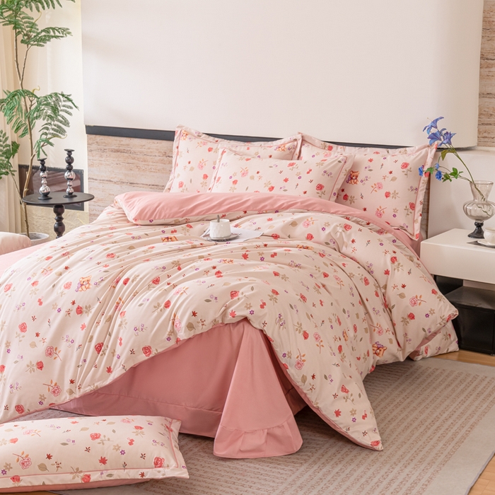 巧格家纺 2025爆款超柔云朵棉双层纱四件套不起球不掉色床裙款 安妮宝贝-米