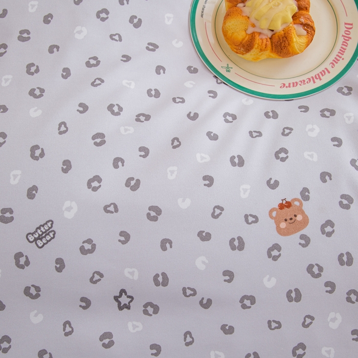 91家纺网 家纺一手货源 找家纺 巧格家纺 2025爆款超柔云朵棉双层纱四件套不起球不掉色床裙款 豹纹小熊-灰