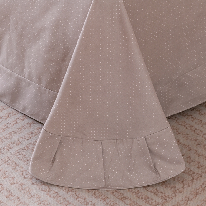 91家纺网 家纺一手货源 找家纺 巧格家纺 2025爆款超柔云朵棉双层纱四件套不起球不掉色床裙款 浮光叶影-咖