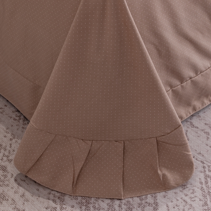 91家纺网 家纺一手货源 找家纺 巧格家纺 2025爆款超柔云朵棉双层纱四件套不起球不掉色床裙款 漫日之夏-咖