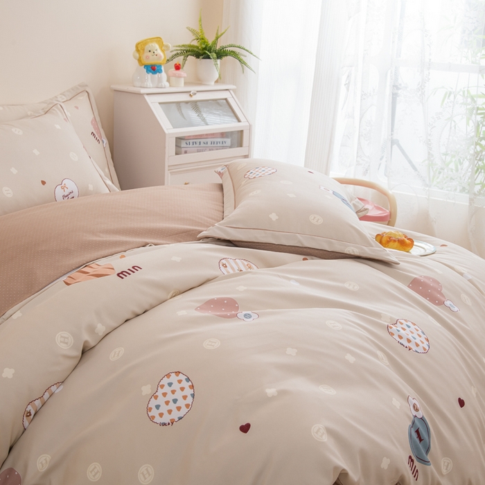 91家纺网 家纺一手货源 找家纺 巧格家纺 2025爆款超柔云朵棉双层纱四件套不起球不掉色床裙款 梦幻联动-咖