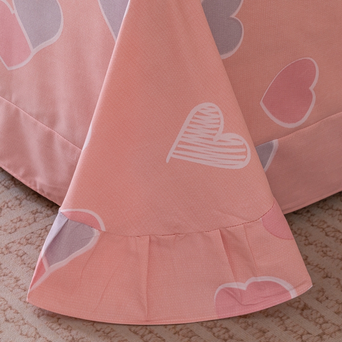 91家纺网 家纺一手货源 找家纺 巧格家纺 2025爆款超柔云朵棉双层纱四件套不起球不掉色床裙款 浓情蜜意-灰