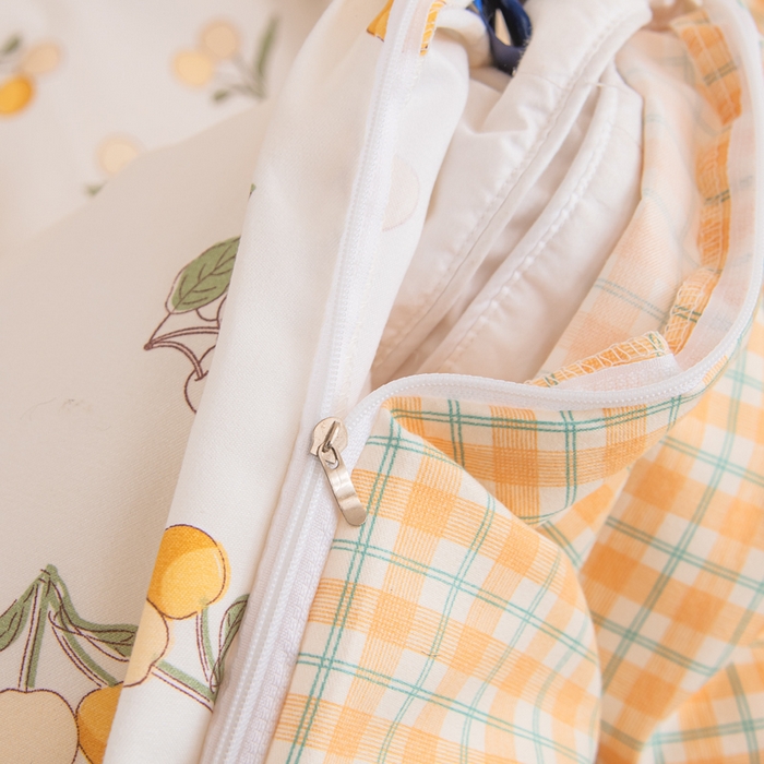 91家纺网 家纺一手货源 找家纺 巧格家纺 2025爆款超柔云朵棉双层纱四件套不起球不掉色床裙款 森森果绿-桔