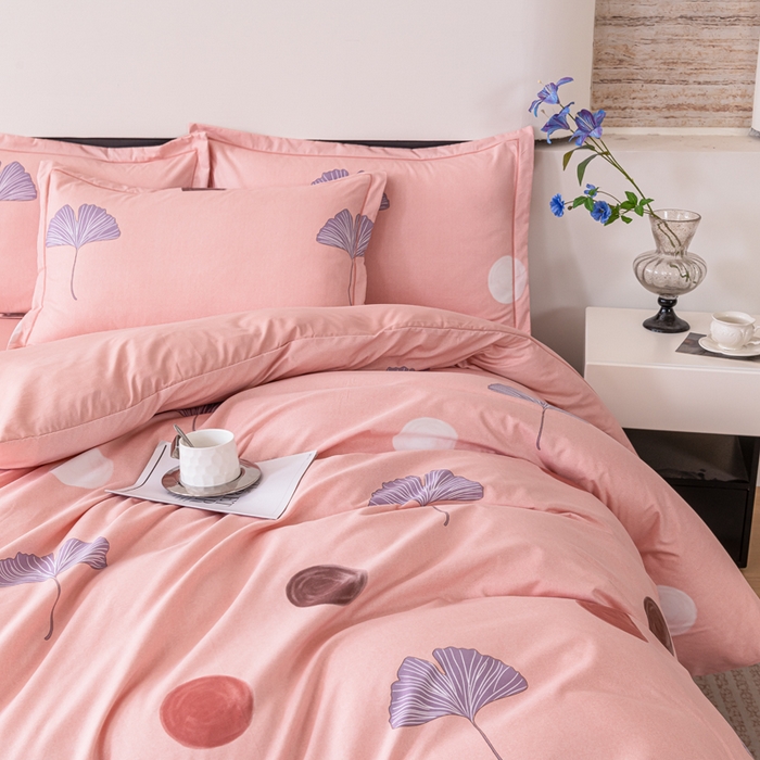 91家纺网 家纺一手货源 找家纺 巧格家纺 2025爆款超柔云朵棉双层纱四件套不起球不掉色床裙款 杉杉来了-粉