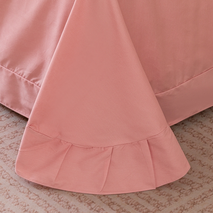 91家纺网 家纺一手货源 找家纺 巧格家纺 2025爆款超柔云朵棉双层纱四件套不起球不掉色床裙款 杉杉来了-粉