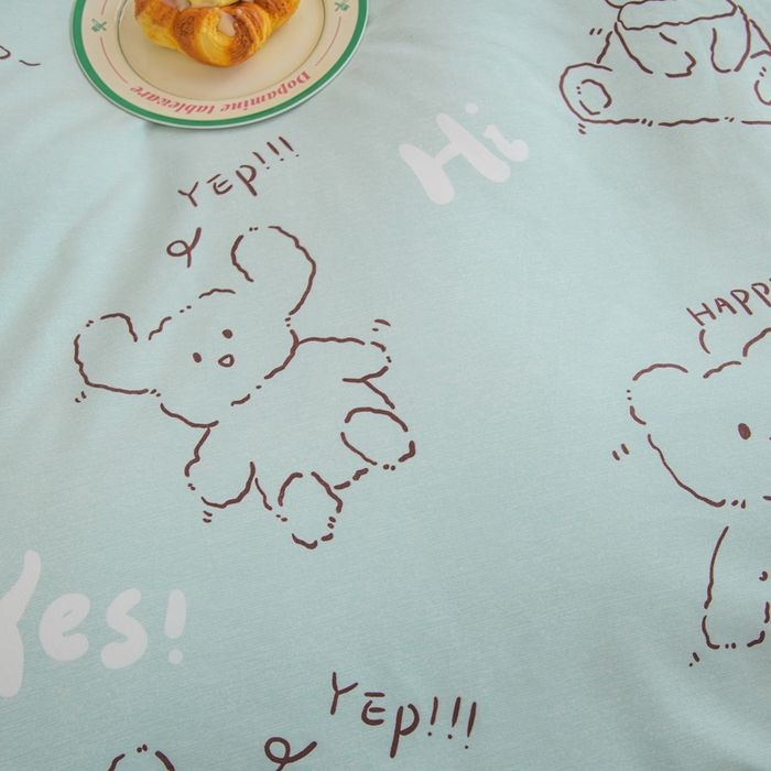 91家纺网 家纺一手货源 找家纺 巧格家纺 2025爆款超柔云朵棉双层纱四件套不起球不掉色床裙款 小熊日记-蓝