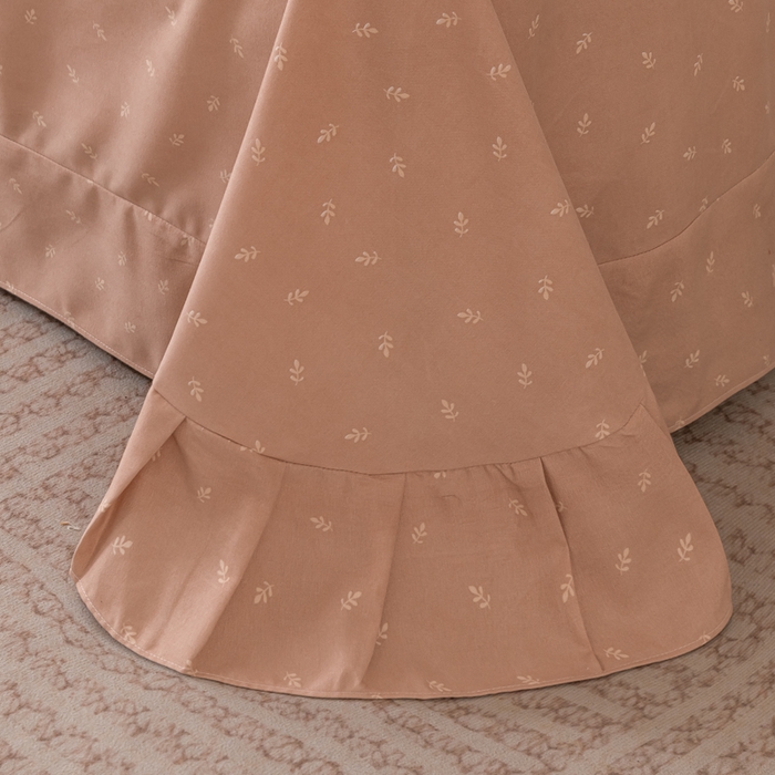 91家纺网 家纺一手货源 找家纺 巧格家纺 2025爆款超柔云朵棉双层纱四件套不起球不掉色床裙款 心心念念-咖