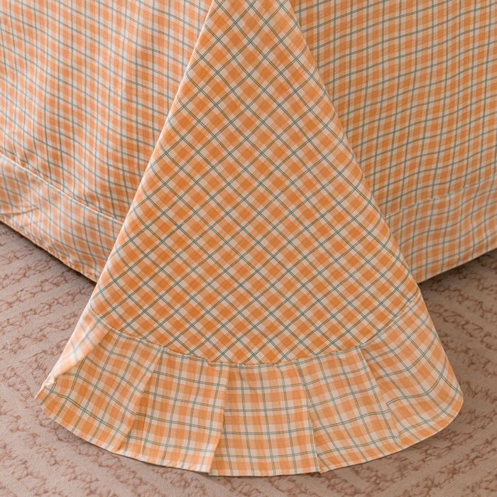 91家纺网 家纺一手货源 找家纺 巧格家纺 2025爆款超柔云朵棉双层纱四件套不起球不掉色床裙款 杨枝甘露-黄