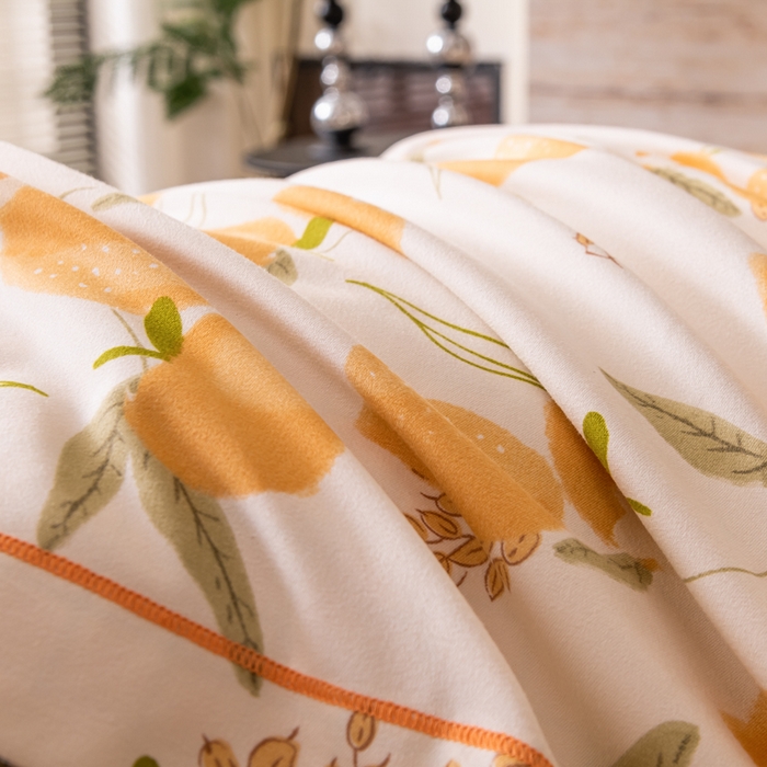 91家纺网 家纺一手货源 找家纺 巧格家纺 2025爆款超柔云朵棉双层纱四件套不起球不掉色床裙款 杨枝甘露-黄