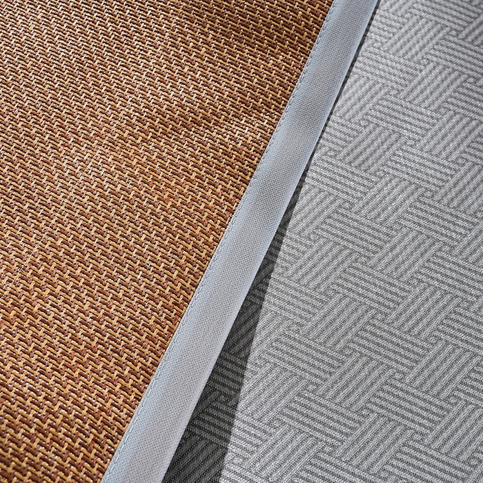 91家纺网 家纺一手货源 找家纺 梵希良品家纺 2025新款艾草宽边绣花冰藤席冰丝席凉席三件套 灰色