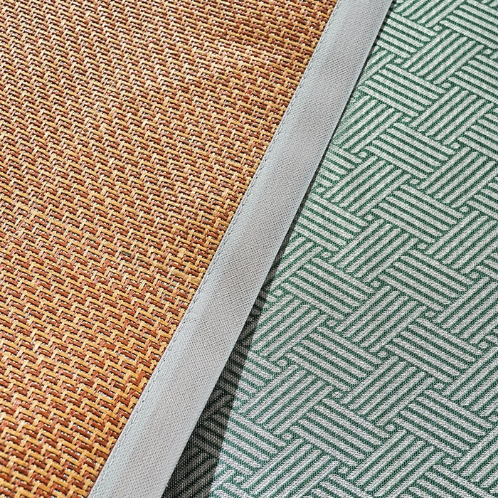 91家纺网 家纺一手货源 找家纺 梵希良品家纺 2025新款艾草宽边绣花冰藤席冰丝席凉席三件套 绿色