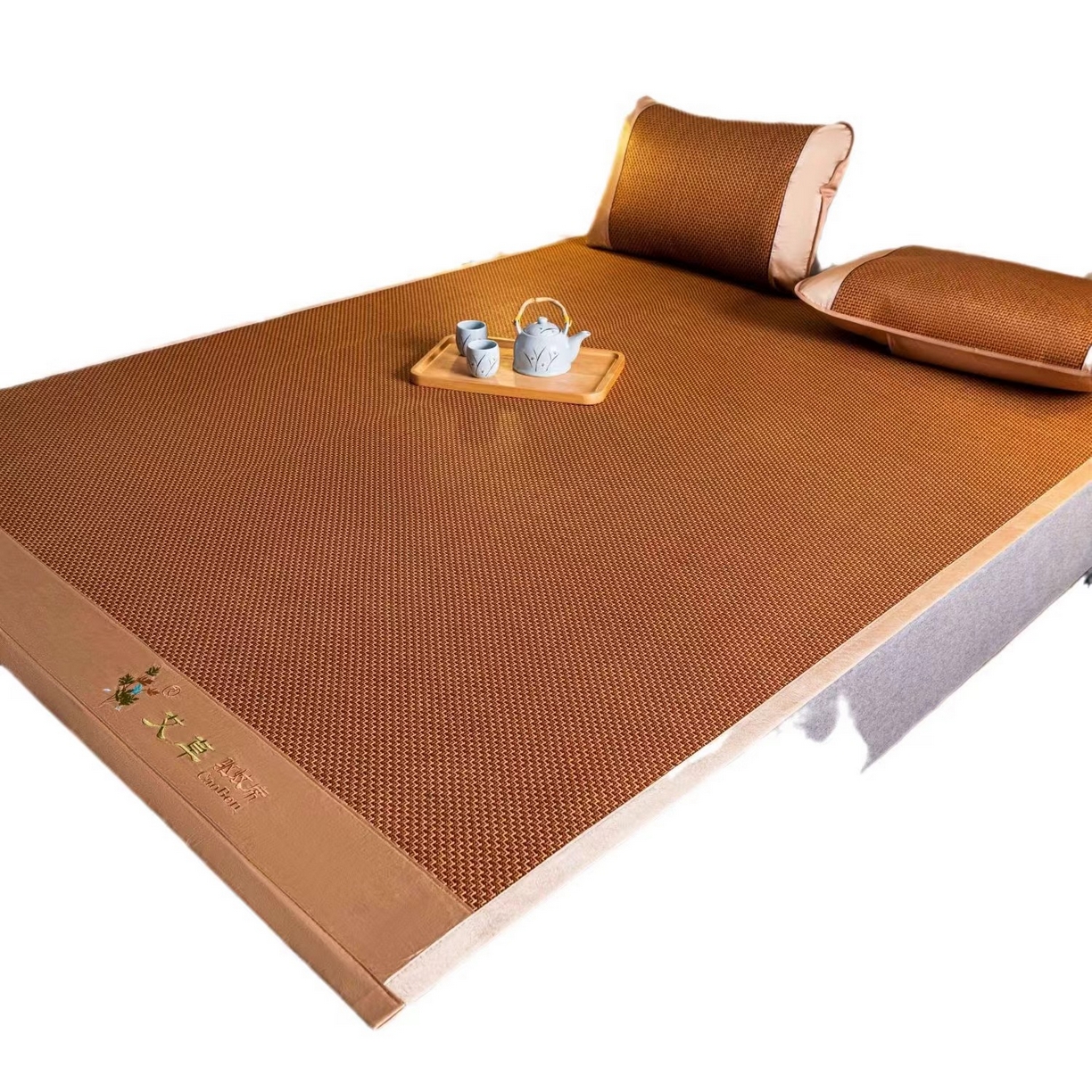 91家纺网 家纺一手货源 找家纺 （总）梵希良品家纺 2025新款艾草加厚藤席夏季双人席子可折叠凉席