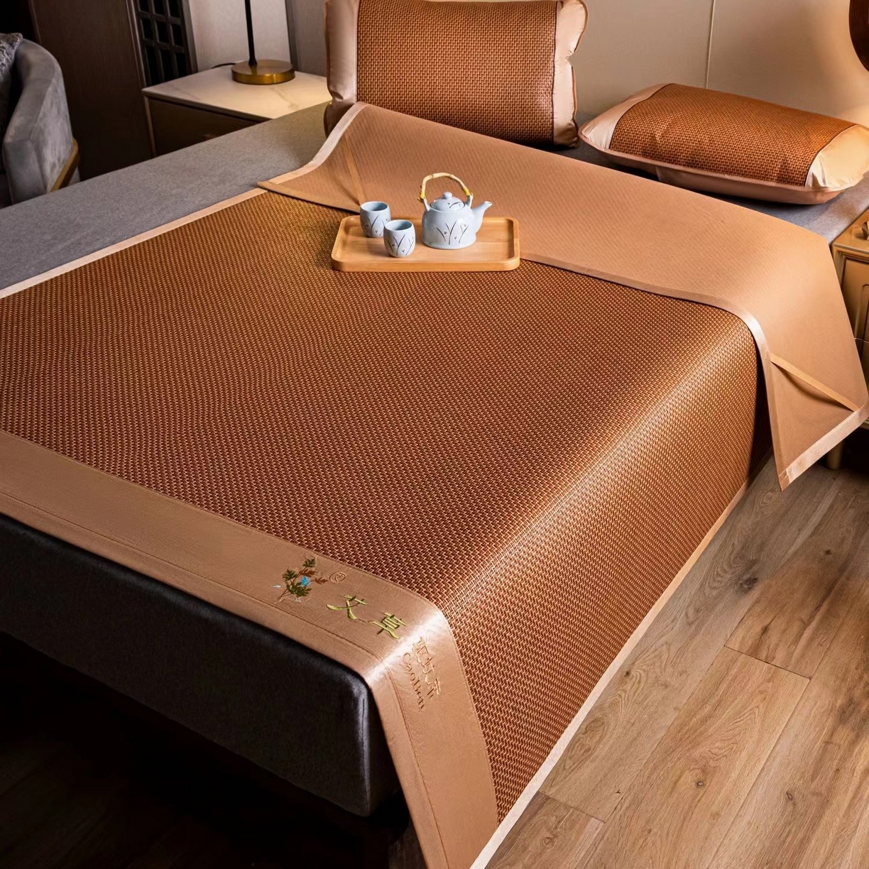 91家纺网 家纺一手货源 找家纺 （总）梵希良品家纺 2025新款艾草加厚藤席夏季双人席子可折叠凉席