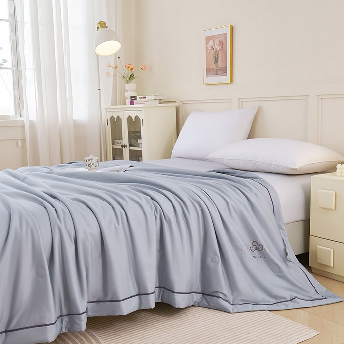 91家纺网 家纺一手货源 找家纺 （总）紫乐家纺 2025新款A类60新疆长绒棉纯色夏被大豆纤维夏凉被空调被被子被芯