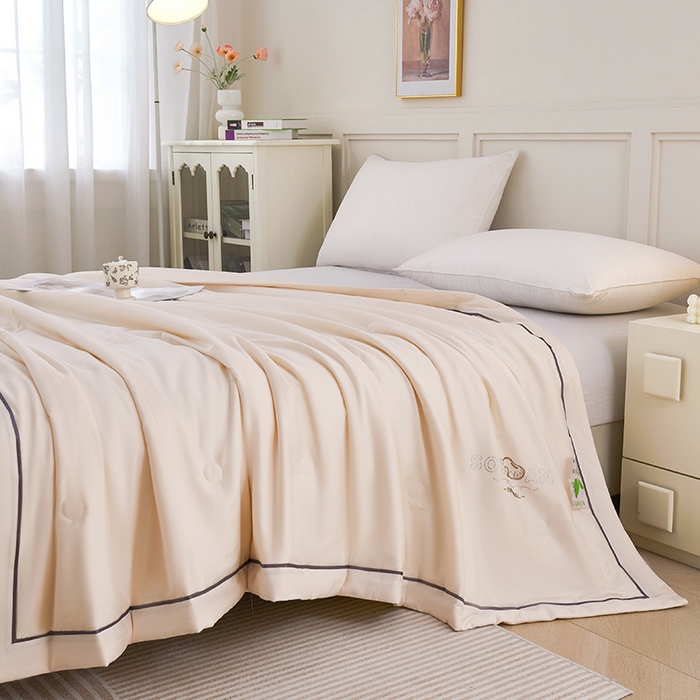 91家纺网 家纺一手货源 找家纺 （总）紫乐家纺 2025新款A类60新疆长绒棉纯色夏被大豆纤维夏凉被空调被被子被芯