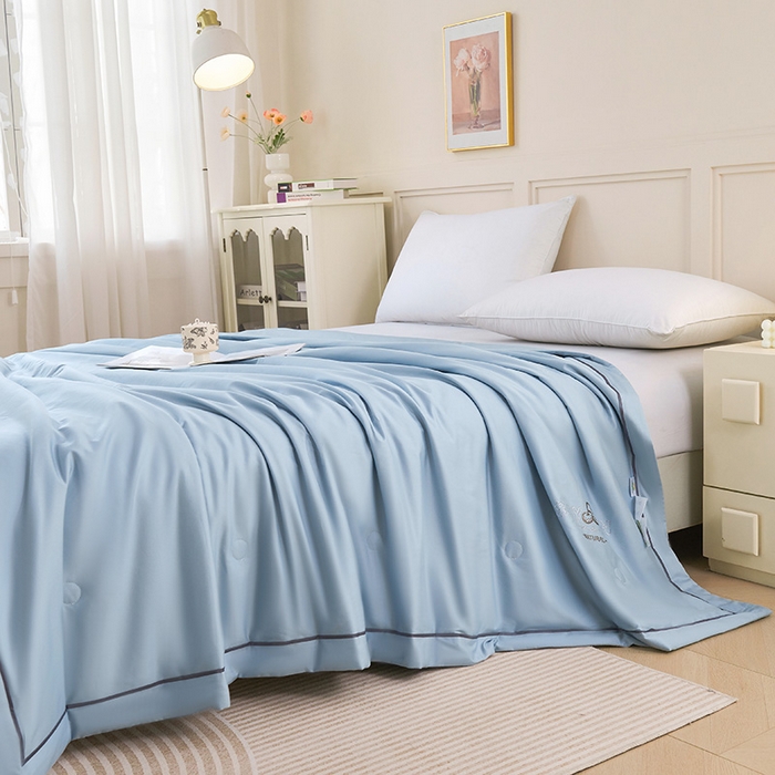 91家纺网 家纺一手货源 找家纺 （总）紫乐家纺 2025新款A类60新疆长绒棉纯色夏被大豆纤维夏凉被空调被被子被芯