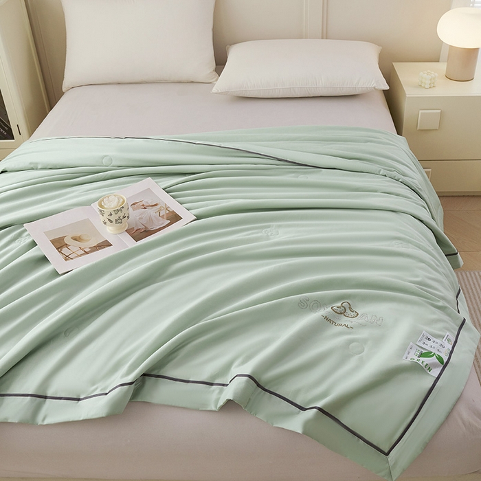 91家纺网 家纺一手货源 找家纺 （总）紫乐家纺 2025新款A类60新疆长绒棉纯色夏被大豆纤维夏凉被空调被被子被芯