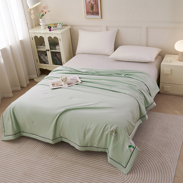 91家纺网 家纺一手货源 找家纺 （总）紫乐家纺 2025新款A类60新疆长绒棉纯色夏被大豆纤维夏凉被空调被被子被芯