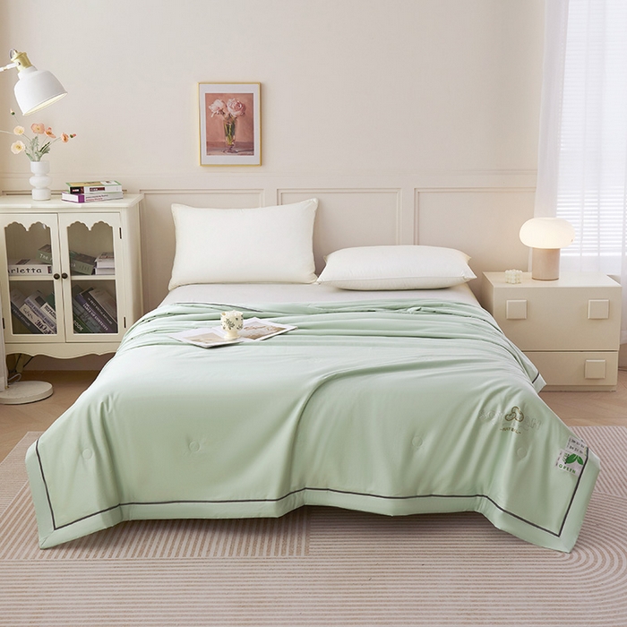 91家纺网 家纺一手货源 找家纺 （总）紫乐家纺 2025新款A类60新疆长绒棉纯色夏被大豆纤维夏凉被空调被被子被芯