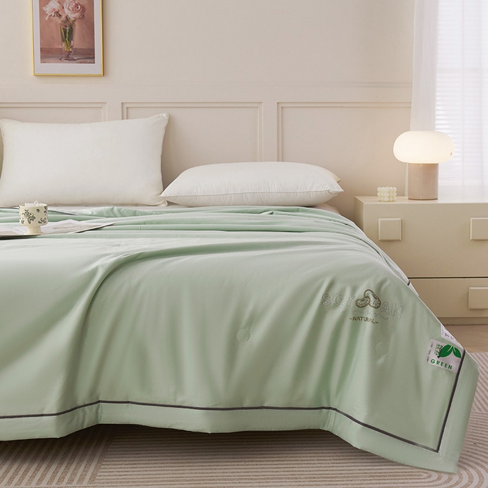 91家纺网 家纺一手货源 找家纺 （总）紫乐家纺 2025新款A类60新疆长绒棉纯色夏被大豆纤维夏凉被空调被被子被芯