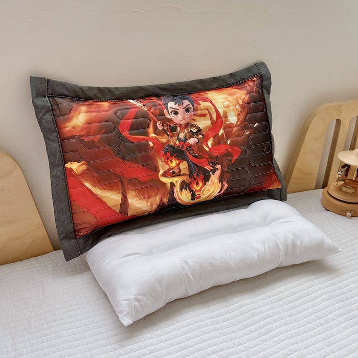 91家纺网 家纺一手货源 找家纺 （总）纽乐家纺 2025新款卡通5D数码印花哪吒周边儿童冰丝乳胶凉枕枕套枕芯