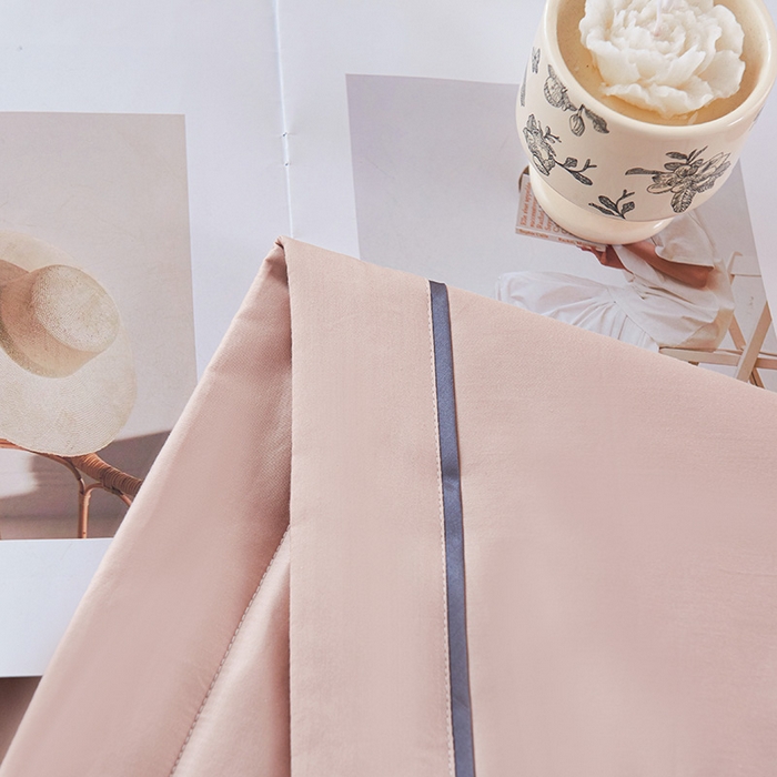 91家纺网 家纺一手货源 找家纺 紫乐家纺 2025新款60长绒棉纯色夏被 山茶杏