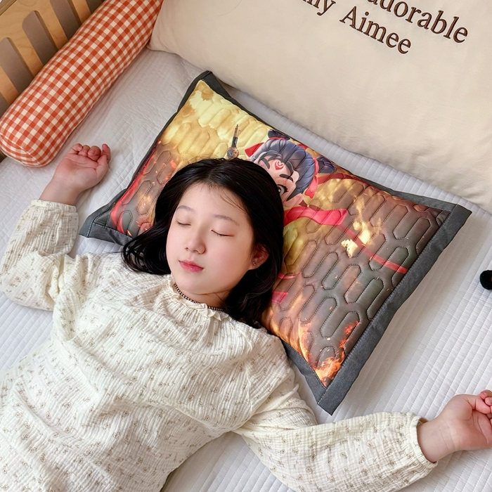 91家纺网 家纺一手货源 找家纺 纽乐家纺 2025新款卡通5D数码印花哪吒周边儿童冰丝乳胶凉枕枕套枕芯 哪吒-2